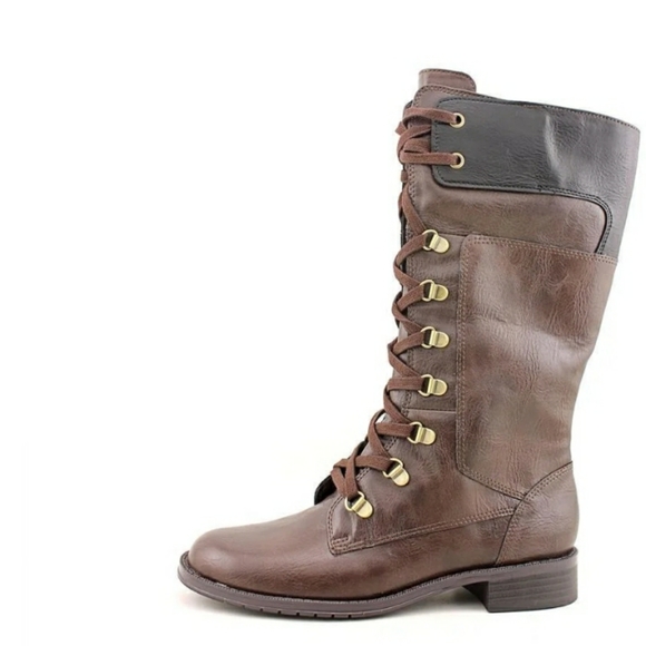 Aerosoles Riding Lace Up Boots Black and Brown New with Tag - Picture 1 of 16